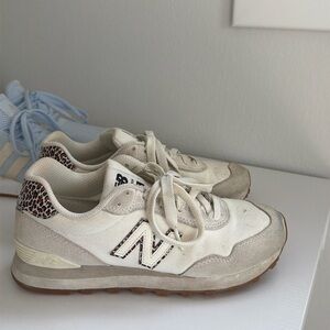 New Balance 515 Cream Leopard Print Sneakers